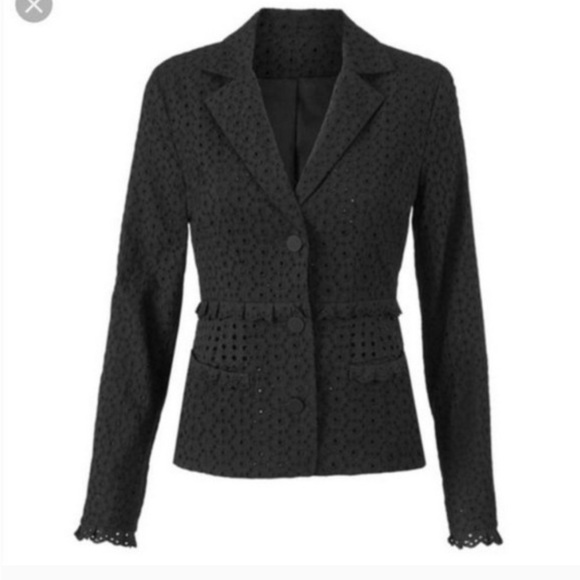 CAbi Black Flamenco Eyelet Blazer Long Sleeve Blazer Jacket EUC Sz 8 - Picture 2 of 10